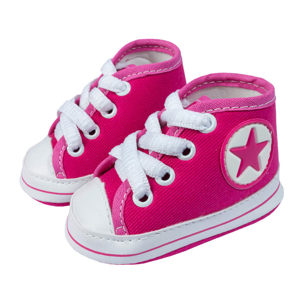 TÊNIS CANO ALTO COM CADARÇO PARA BEBÊ STAR PINK
