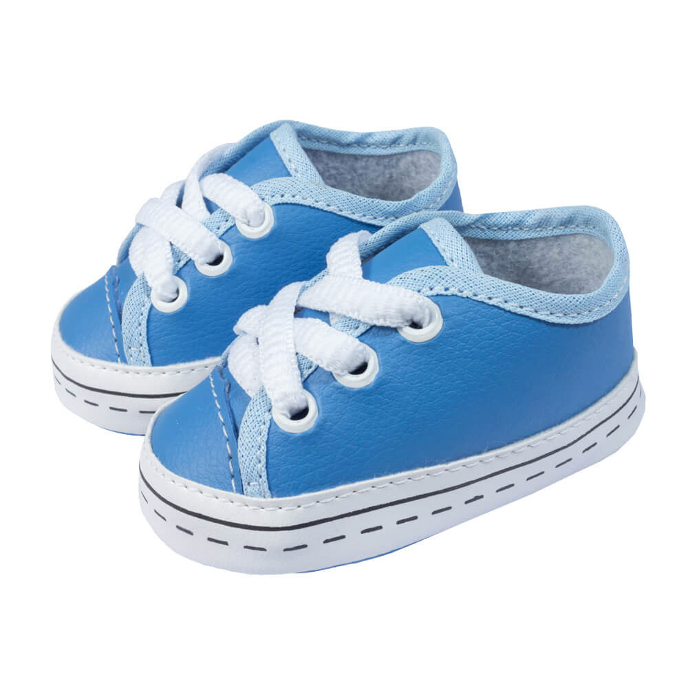 TÊNIS COM CADARÇO PARA BEBÊ MENINO DETALHE TRACEJADO AZUL