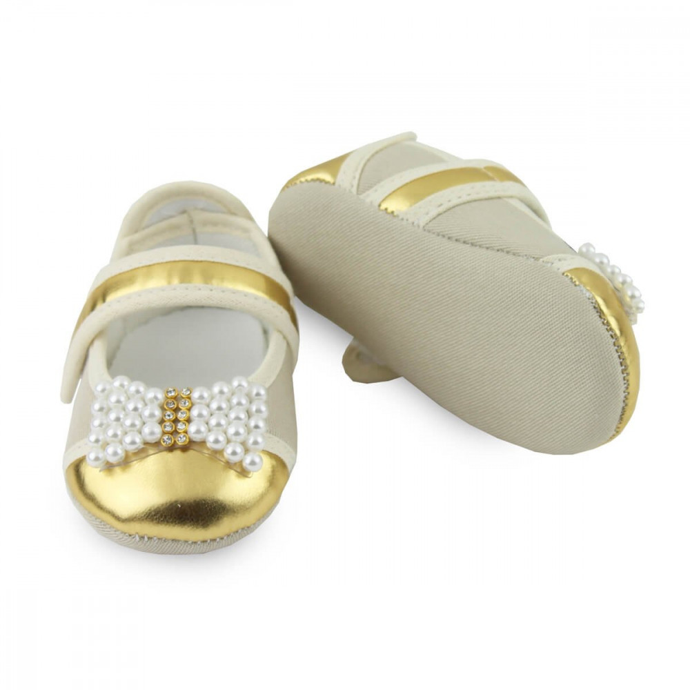 SAPATINHO DE BEBÊ DOURADO COM PEDRARIAS SOFFETE