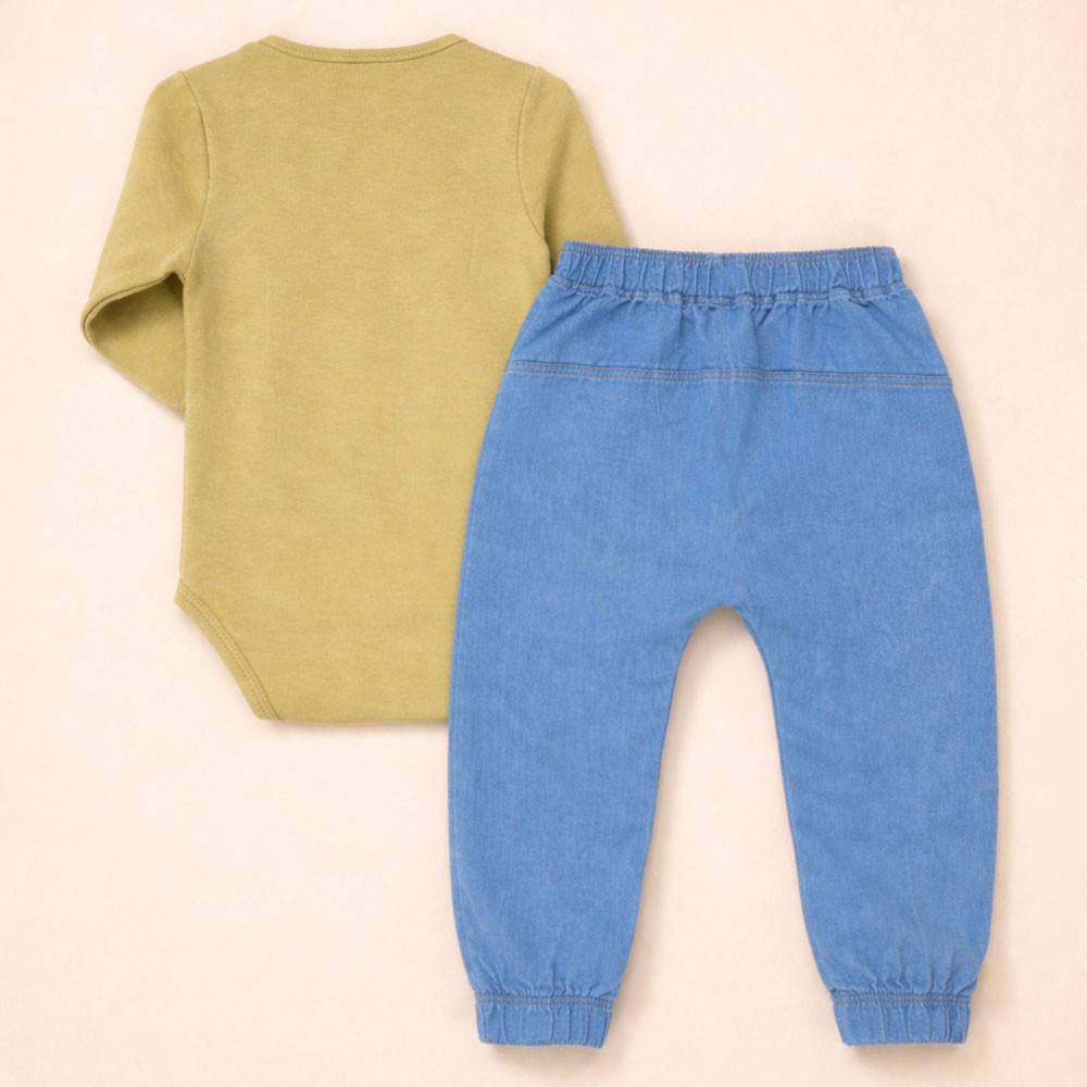 Conjunto 2 Peças Look Para Passeio Com Bebê Conforto Até 12 Meses Caqui