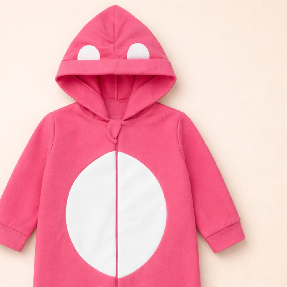 Macacão Infantil Menina em Soft Quentinho com Zíper Fácil Cereja 