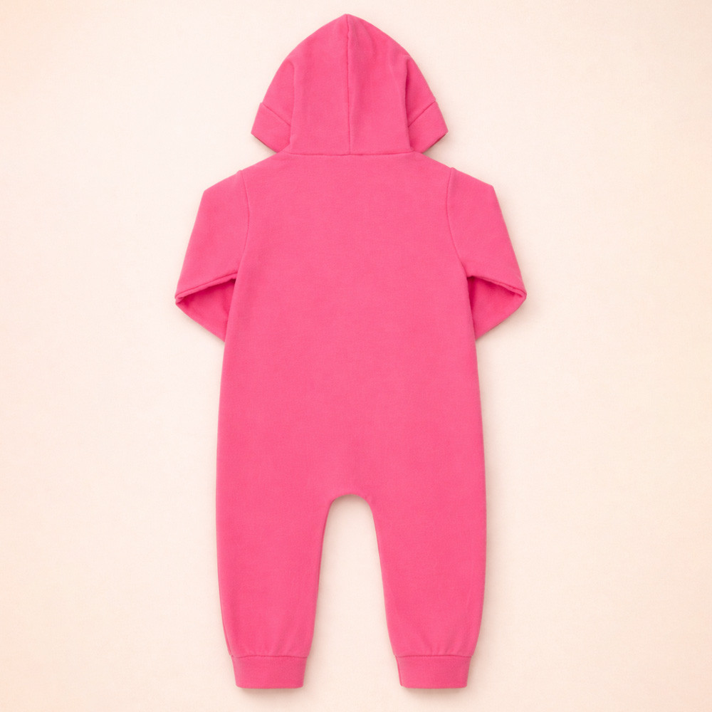Macacão Infantil Menina em Soft Quentinho com Zíper Fácil Cereja 