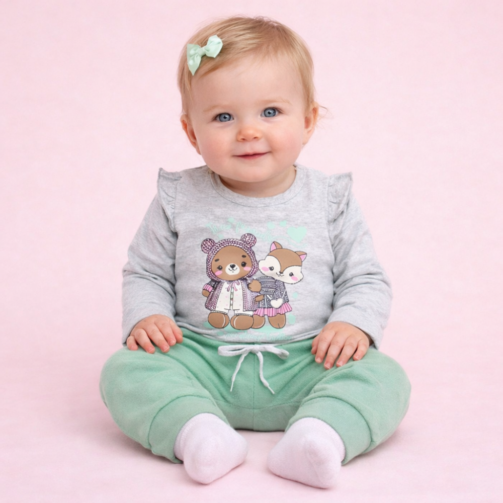 Conjunto Bebê Menina Inverno Babadinhos Delicado Verde