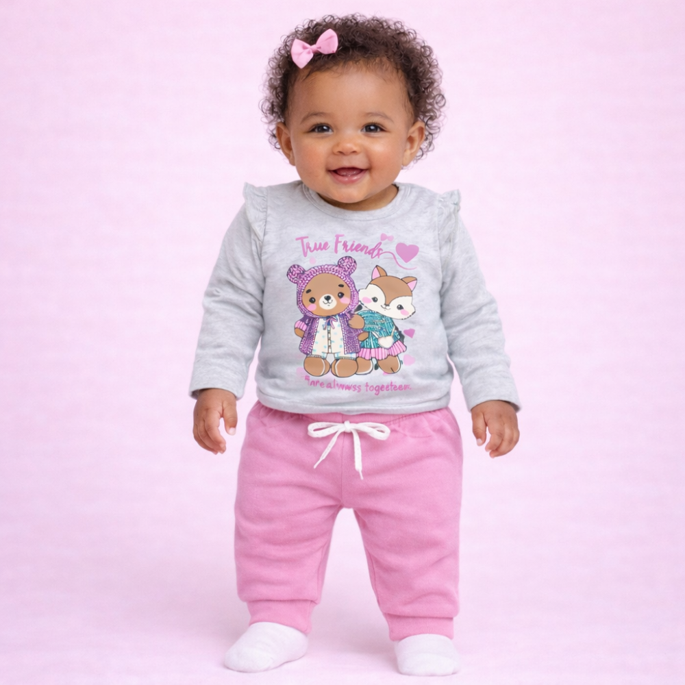 Conjunto Bebê Menina Inverno Babadinhos Delicado Rosa