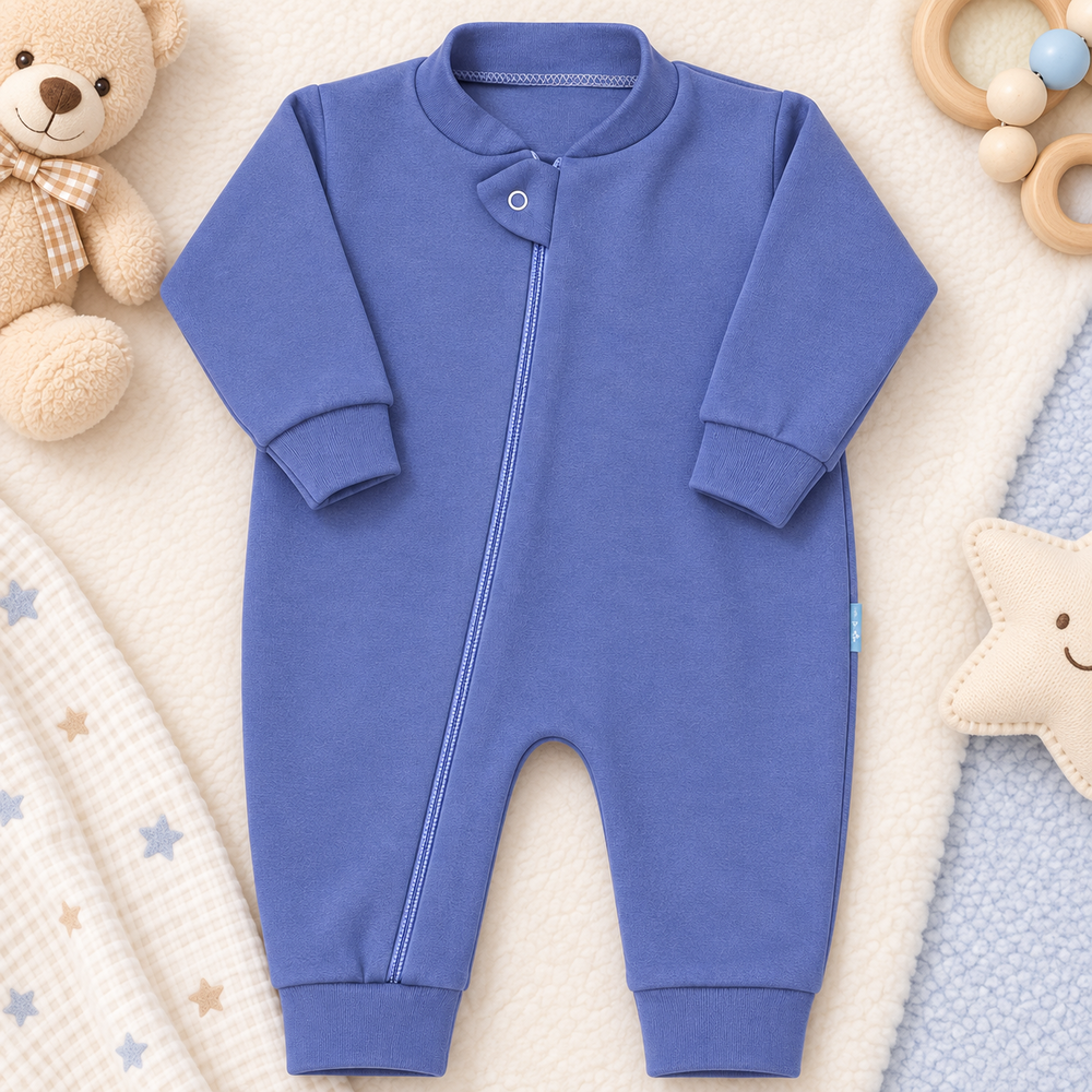 Macacão Para Bebê em Suedine com Zíper Conforto e Estilo Azul Nimbus