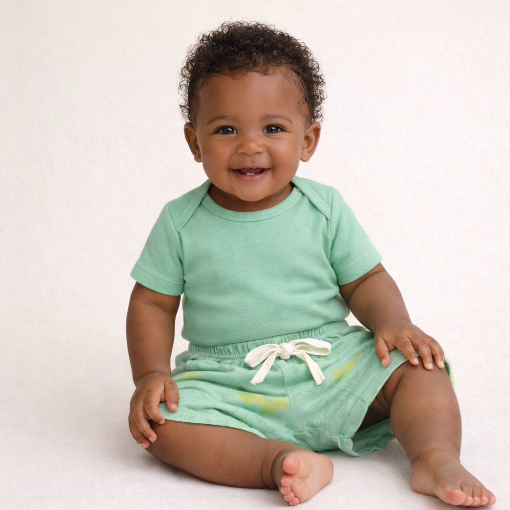 Conjunto de Calor Body e Shorts Estampado Dino Para Bebê Até 12 Meses