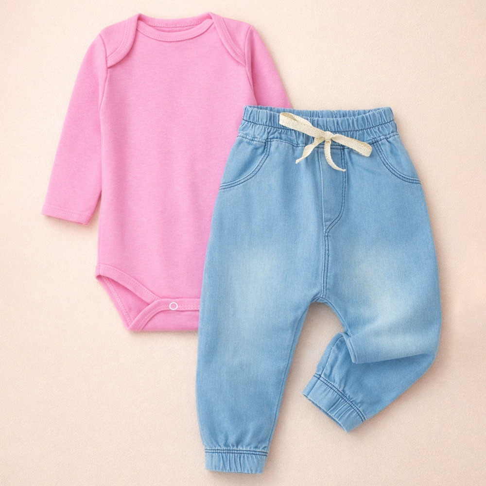 Conjunto 2 Peças Look Para Passeio Com Bebê Conforto Até 12 Meses Rosa Chiclete
