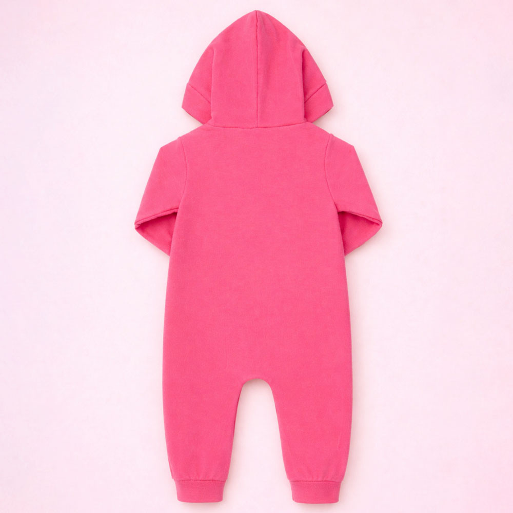 Macacão Bebê Menina em Soft Quentinho com Zíper Fácil Cereja