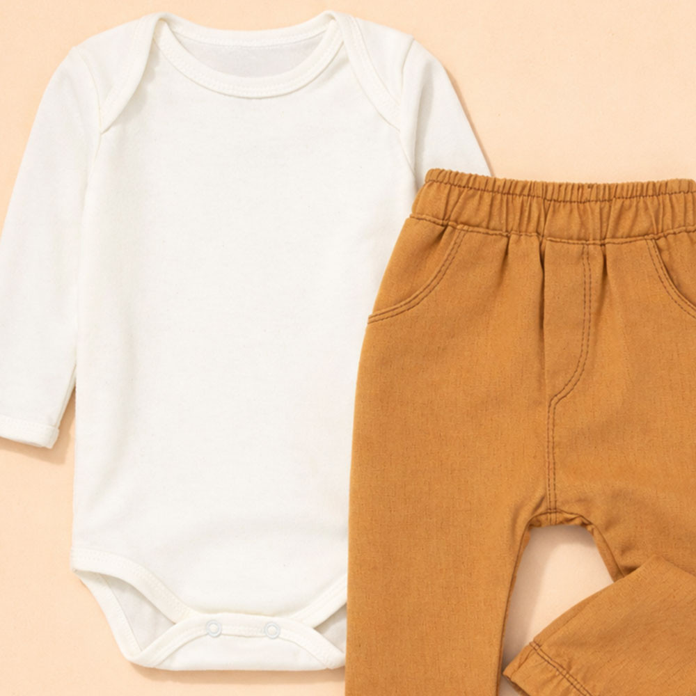 Conjunto 2 Peças Look Para Passeio Com Bebê Conforto Até 12 Meses Creme