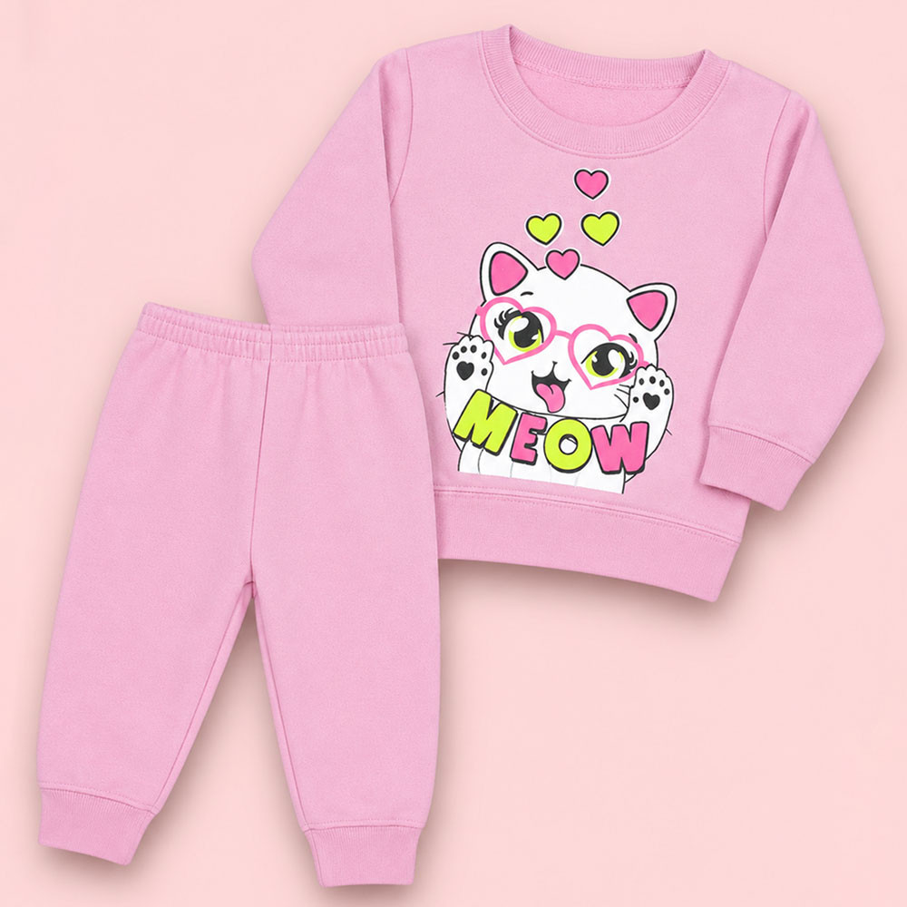 Kit Com 2 Conjuntos Blusa e Calça Moletom Quentinho Para Meninas Até 12 Meses