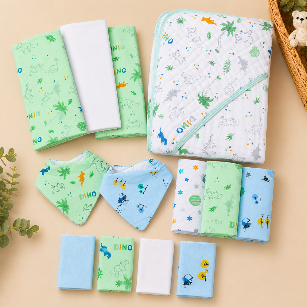 Kit Enxoval Bebê 13 Peças Estampinha Dino: O Presente que Toda Mamãe Sonha 