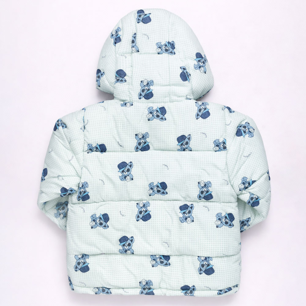 Jaqueta de Inverno Puffer Forrada Com Capuz Cachorro Cinza Para Bebês Até 3 anos