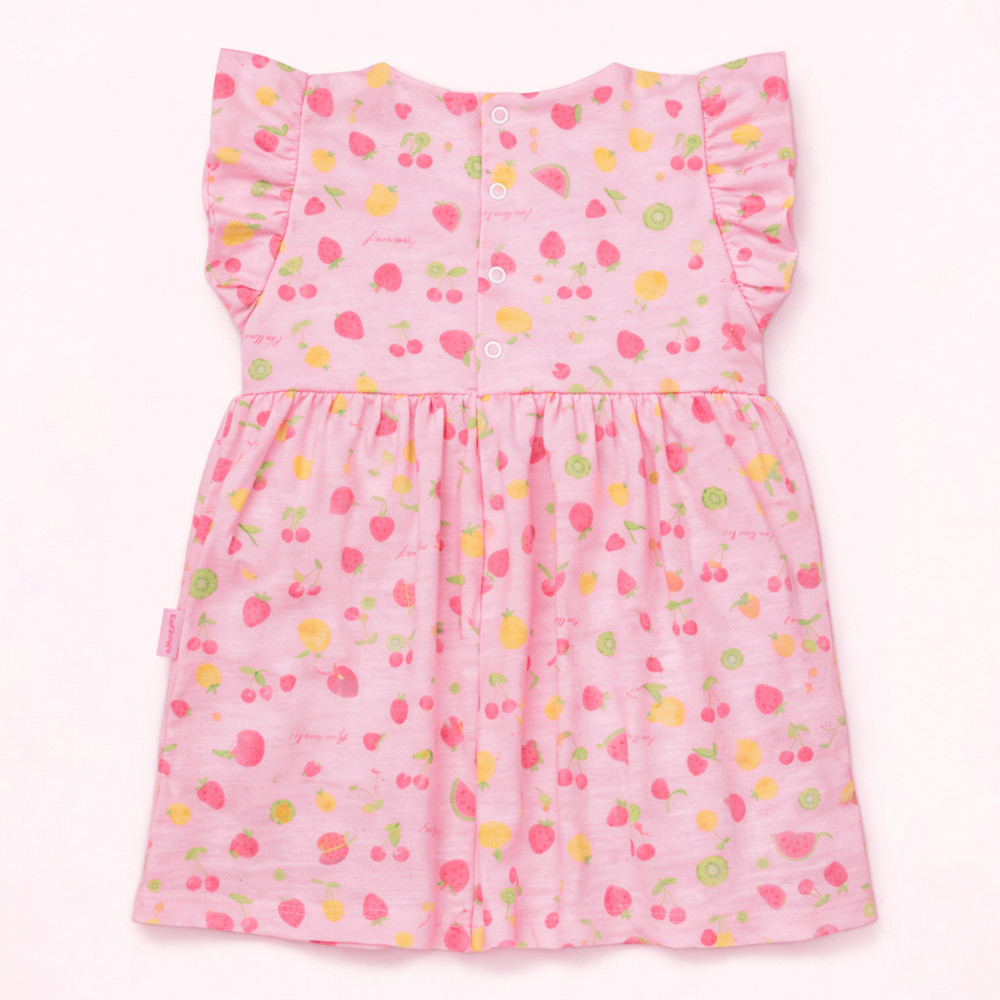 Vestido de Calor Estampado Frutas Para Bebês Até 12 meses