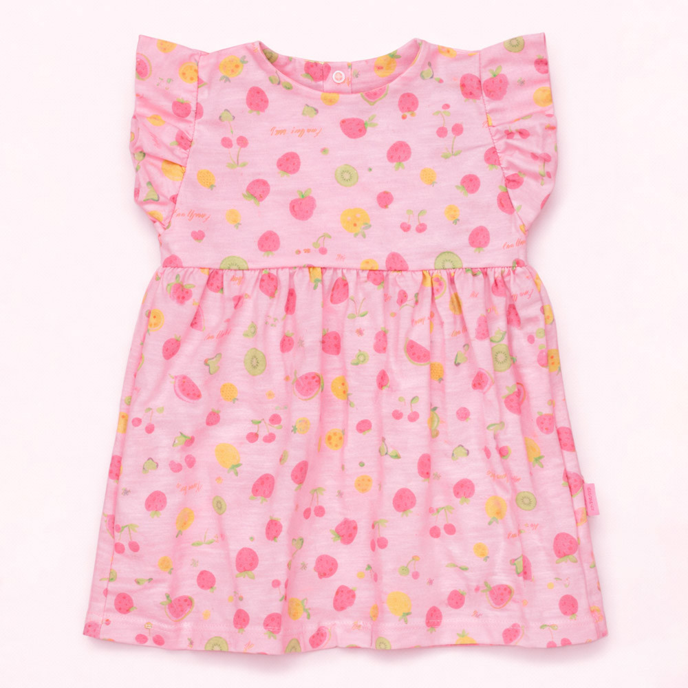 Vestido de Calor Estampado Frutas Para Bebês Até 12 meses