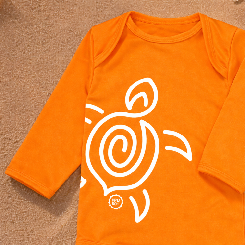 Body Bebê UV50+ Manga Longa Proteção Solar Laranja - 0 a 1 Ano