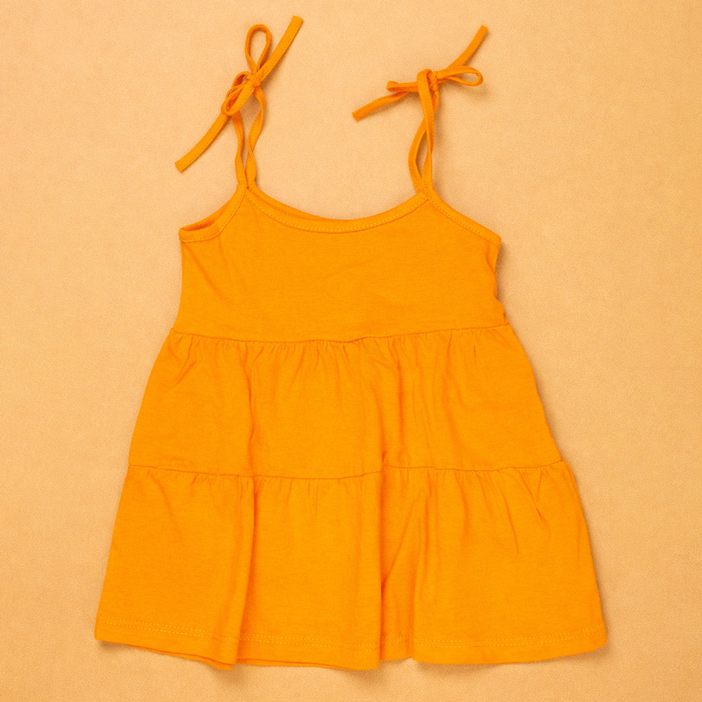 Vestido Infantil de Malha Alcinha Laranja - Conforto e Frescor para o Dia a Dia