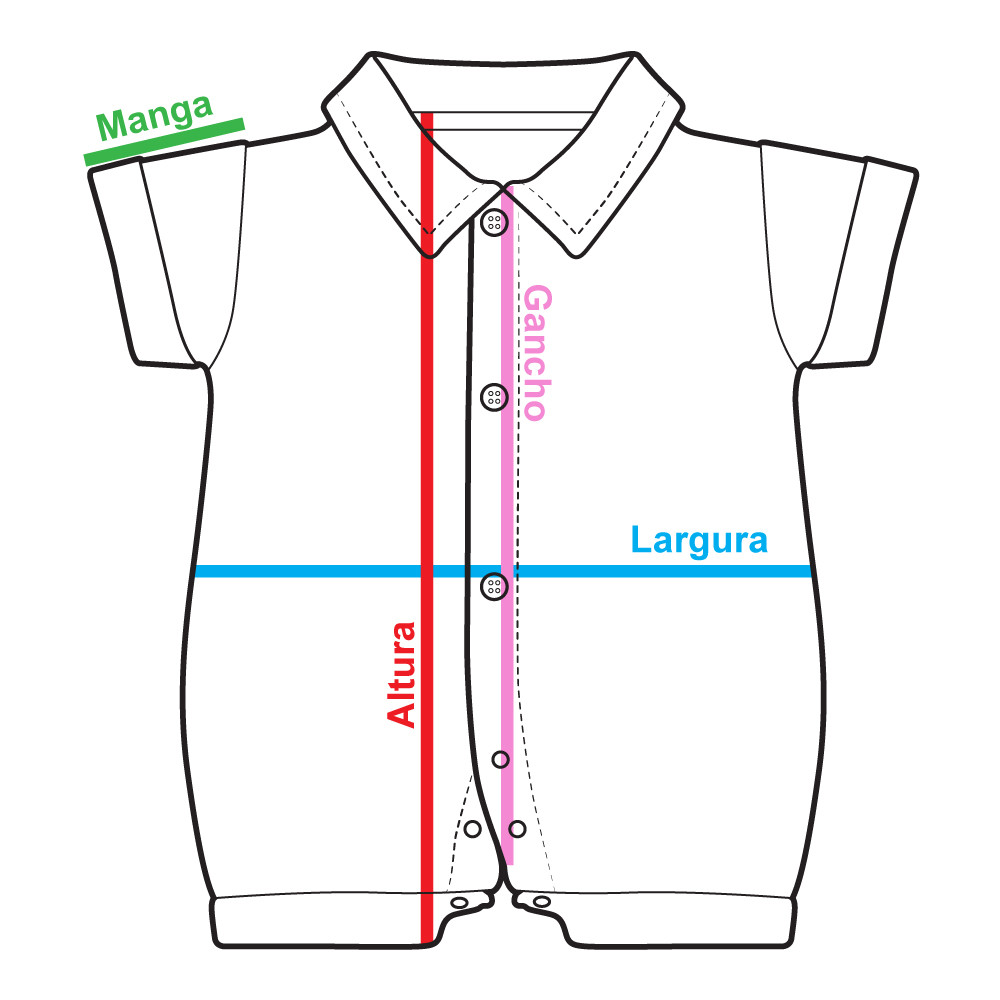 Macacão Camisa Ecolinho Curto Off White Elegance para Bebês
