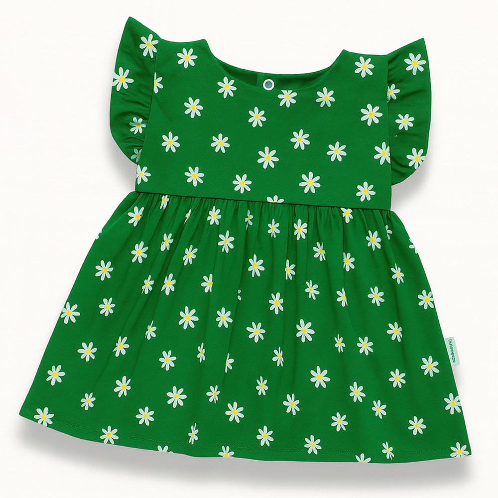Vestido de Calor Estampado Margaridas Para Bebês Até 12 meses