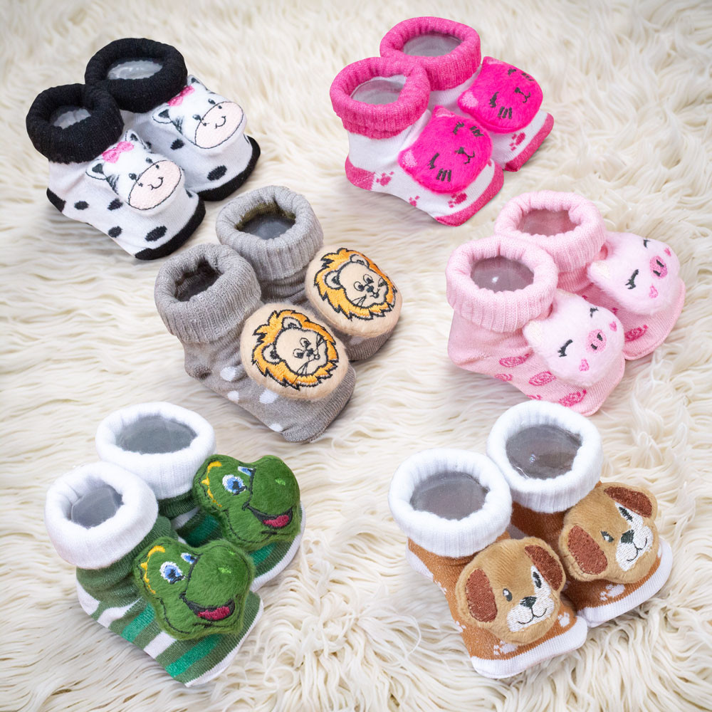Par de Pantufa de Bichinhos Para Bebês Até 12 Meses