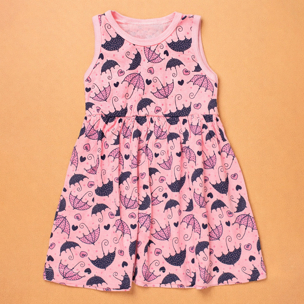 Vestido Infantil de Malha Rosa Estampas Sortidas - Conforto e Frescor para o Dia a Dia