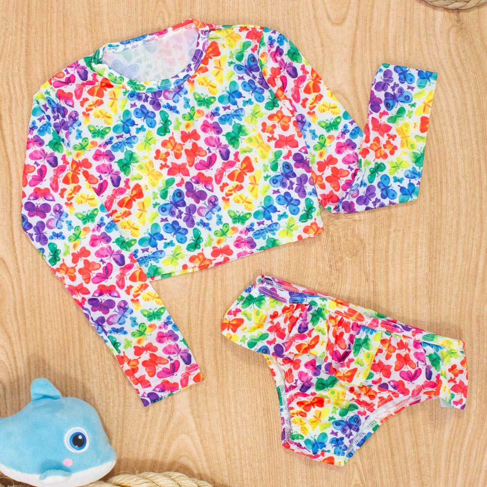 Conjunto Cropped e Calcinha para Praia e Piscina Borboleta