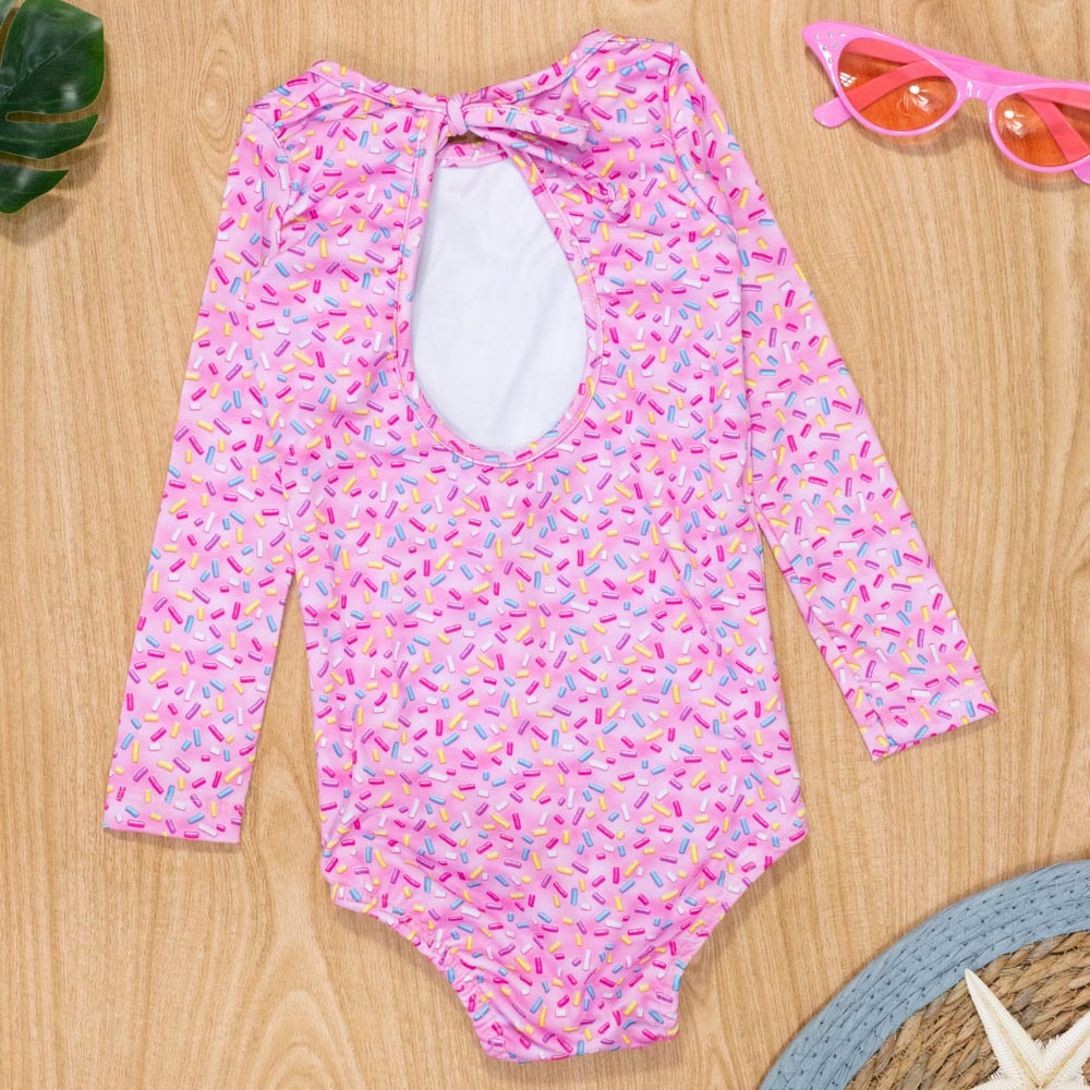 Maiô Infantil Moda Praia com Proteção UV50+ Rosa Claro