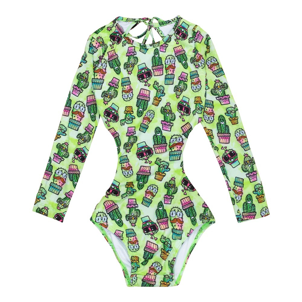 Maiô Infantil com Proteção UV Estampa de Cactos para Meninas