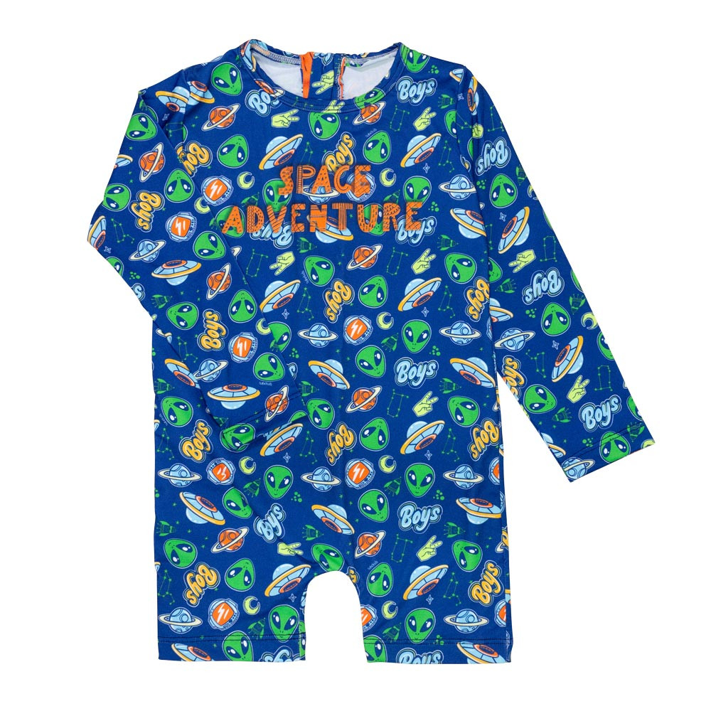 Macacão Infantil com Proteção UV50+ Alienígenas Azul Marinho