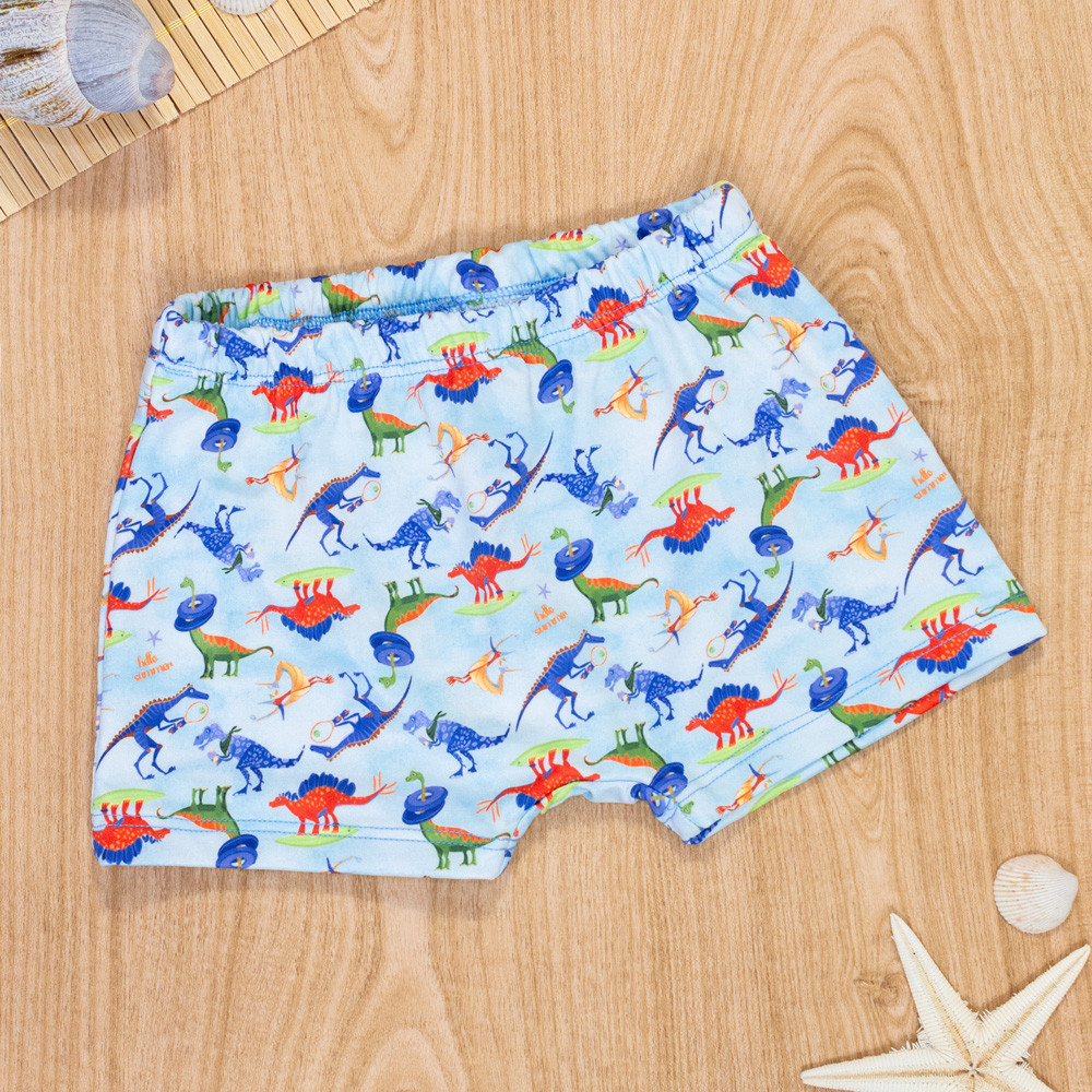 Sunga Boxer Infantil Dinossauro Azul Claro Conforto e Estilo na Água
