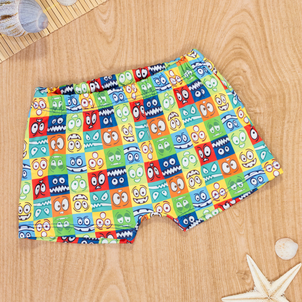 Sunga de Praia Infantil Emojis Divertidos Estilo Boxer