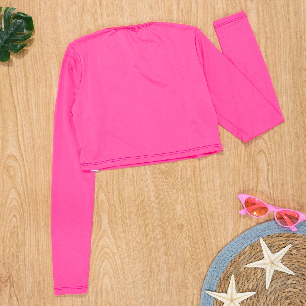 Cropped Infantil para Praia e Piscina com Proteção UV Pink