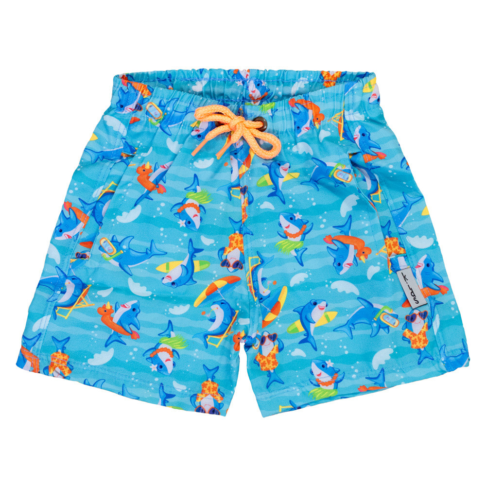 Shorts Infantil Tubarão Turquesa com Bolsinho