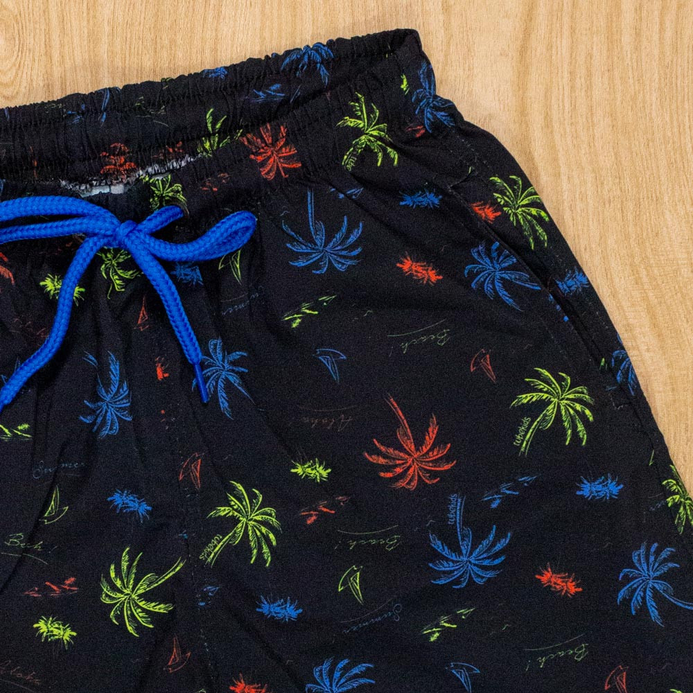 Shorts de Praia Proteção UV50+ Coqueiros Juvenil Preto