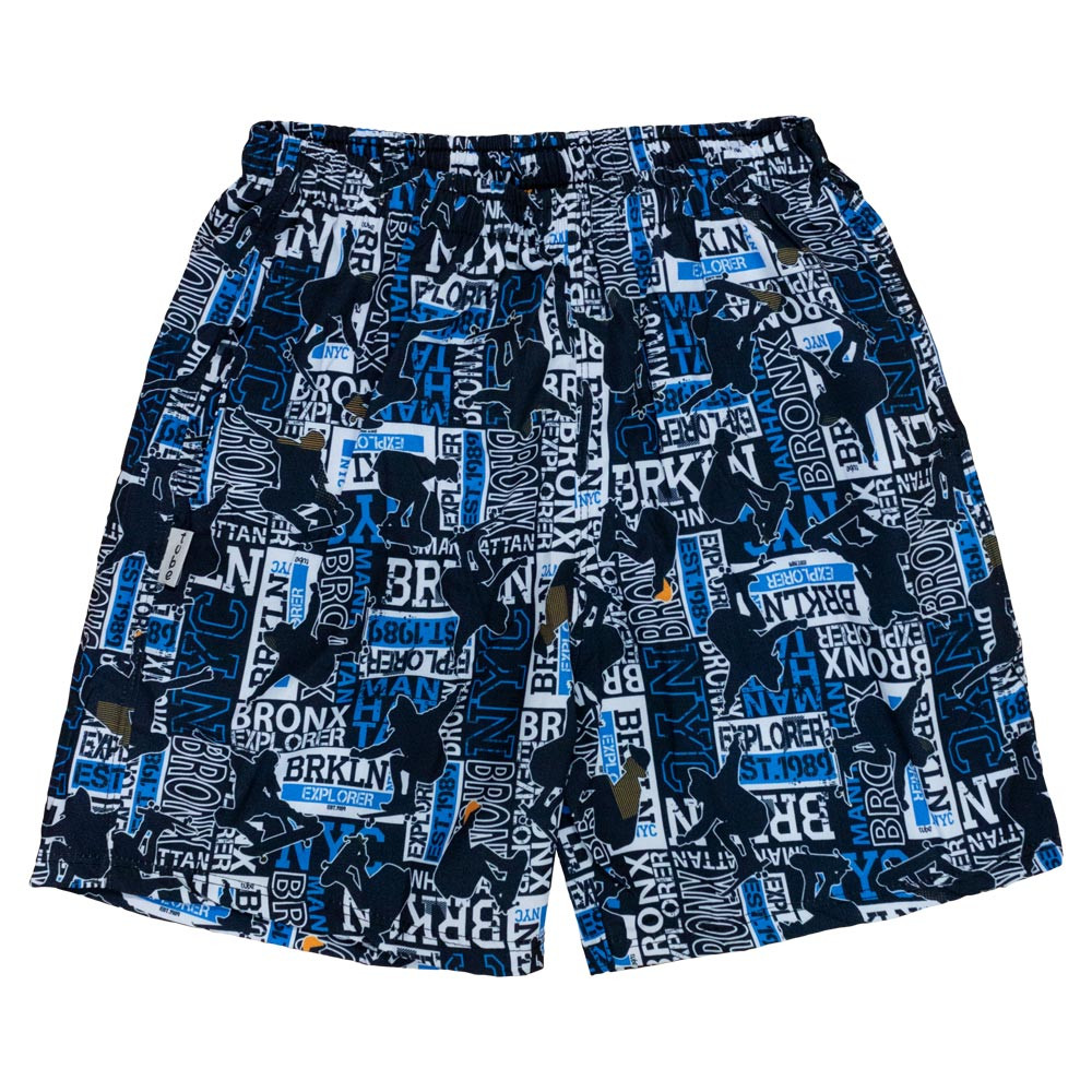 Shorts de Praia Skatista Marinho para Meninos Estilo Surf
