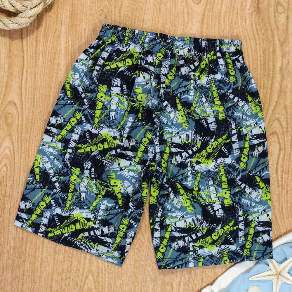 Bermuda Palavras Escritas com Bolso Preto Juvenil