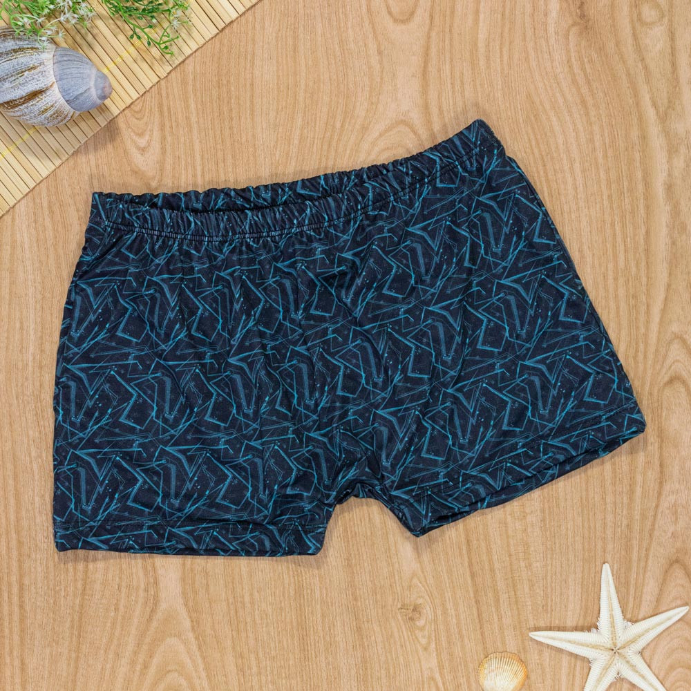 Sunga Boxer Preta Estilo Riscos Proteção UV 50+ para Menino