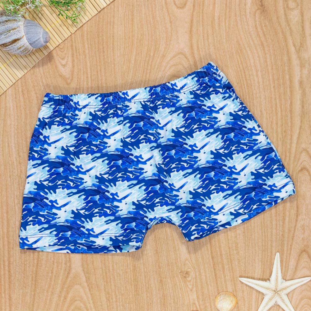 Sunga Boxer Splash Azul Proteção UV para Jovens