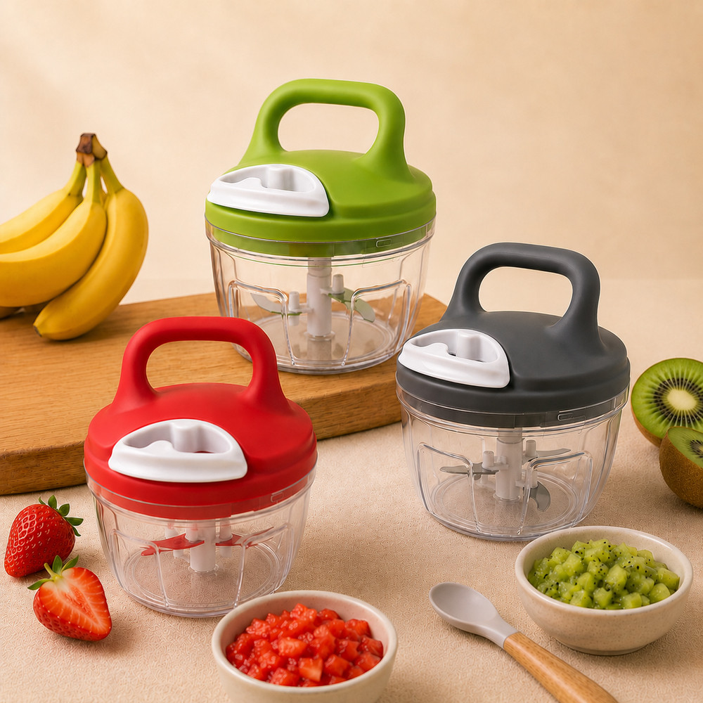 Mini Processador Manual 650ml Papinha do Bebê e Temperos Verde