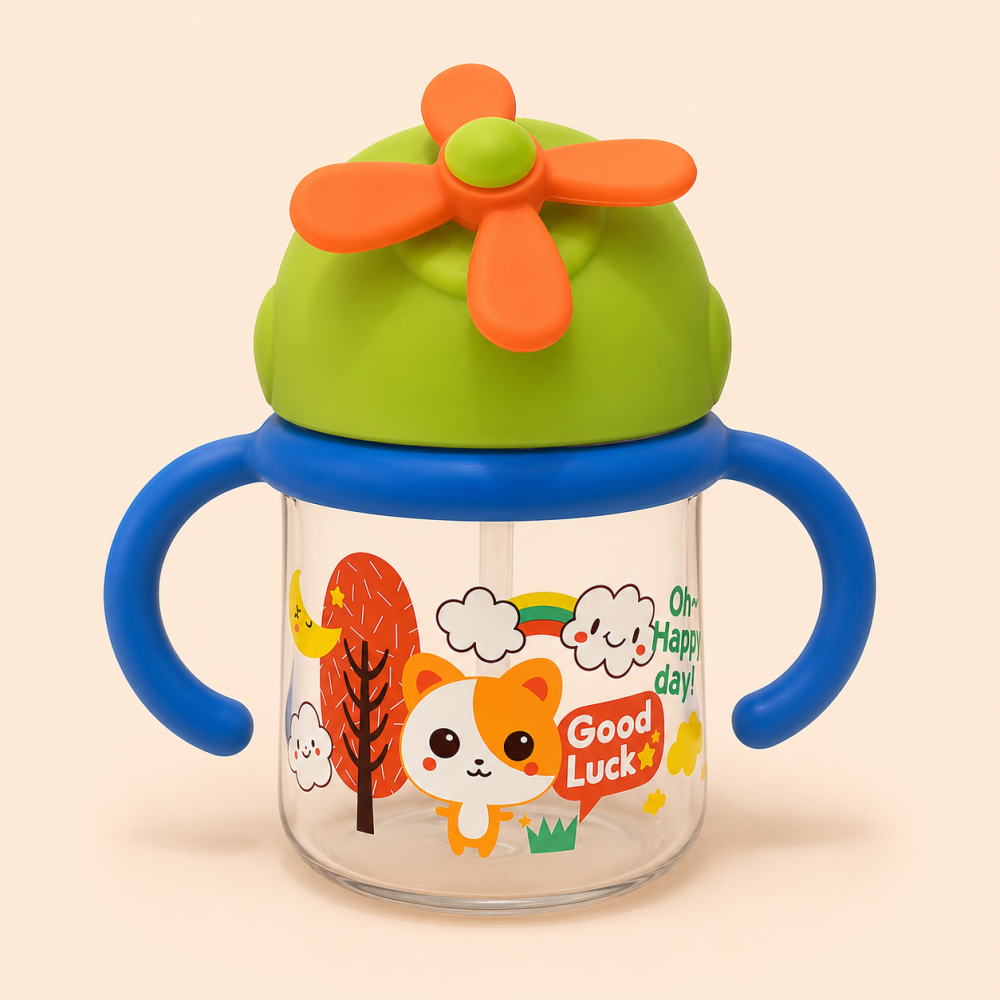 Copo Baby 380ml com Tampa Canudo e Alça Transição da Mamadeira Verde