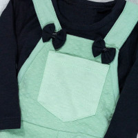 JARDINEIRA COTTON E BLUSA LONGA PARA BEBÊ LACINHO VERDE CLARO