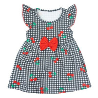 BODY VESTIDO MANGA CURTA COM LAÇO PARA BEBÊ XADREZ PRETO