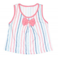 CONJUNTO CURTO BLUSA E SHORT PARA BEBÊ LISTRAS E LAÇO CEREJA