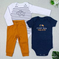 KIT BODY 3 PEÇAS COM CALÇA PARA BEBÊ ESTAMPA DOG WOOF