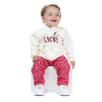 Conjunto Infantil 1 ao 3 de Moletom para Meninas Love Creme