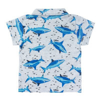 CAMISETA MANGA CURTA PARA BEBÊ GOLA POLO ESTAMPA TUBARÃO GELO