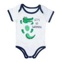 CONJUNTO CURTO BODY E BERMUDA PARA BEBÊ ESTAMPA JACARÉ BRANCO