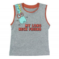 CONJUNTO CURTO REGATA E BERMUDA PARA BEBÊ ESTAMPA DINO MESCLA