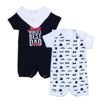 KIT MACACÃO PARA BEBÊ COM BANDANA 3 PEÇAS BEST DAD