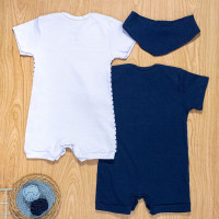 KIT MACACÃO PARA BEBÊ COM BANDANA 3 PEÇAS CAPTAIN ANCORA