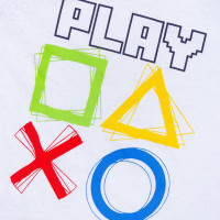 CONJUNTO INFANTIL 2 AO 10 CURTO 100% ALGODÃO PLAY GAME BRANCO